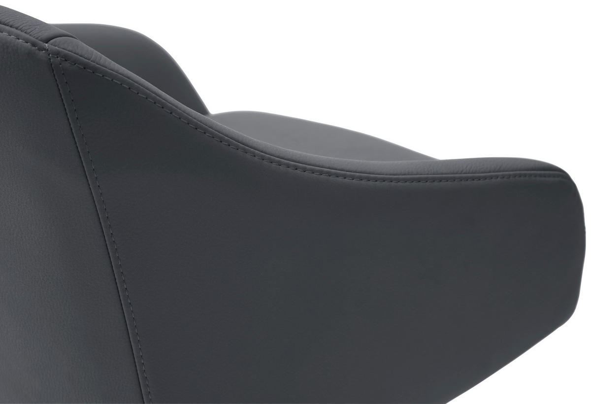 BARHOCKER Echtleder Blau, Schwarz Eisen Sitzfläche 360° drehbar, inklusive Armlehnen  - Blau/Schwarz, Design, Leder/Metall (54,5/88-108/53,5cm) - Cassando