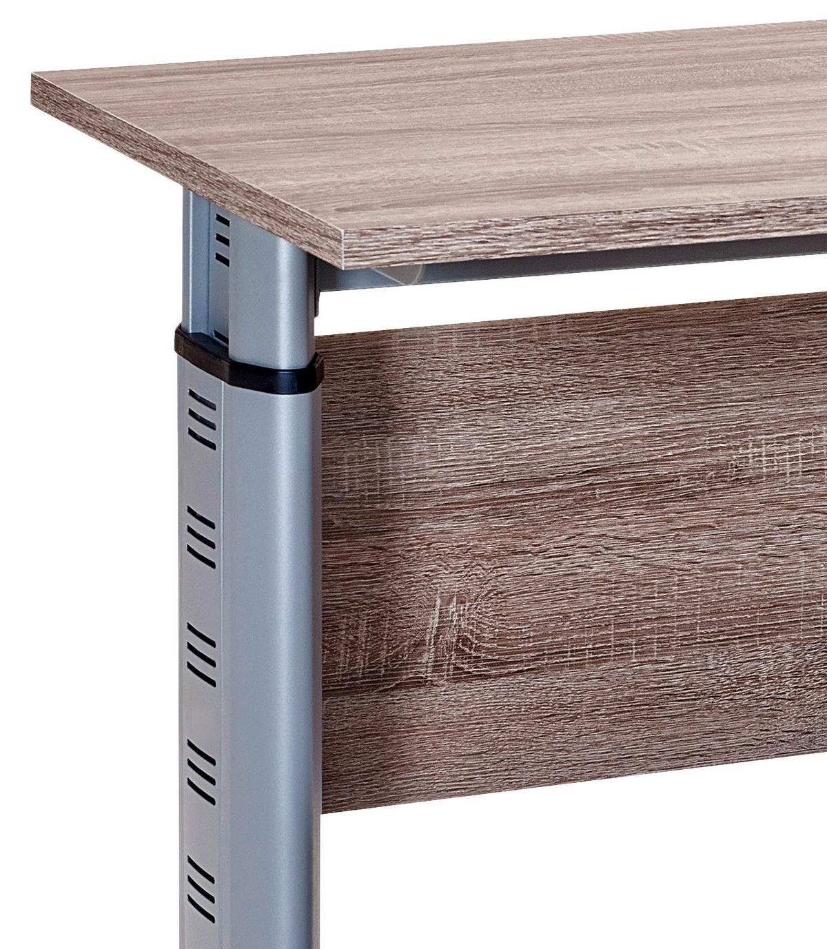 SCHREIBTISCH 140/65/91-109,5 cm Eichefarben höhenverstellbar, in verschiedenen Holz-Dekoren erhältlich mechanisch höhenverstellbar  - Eichefarben/Silberfarben, Basics, Holzwerkstoff/Metall (140/65/91-109,5cm) - MID.YOU