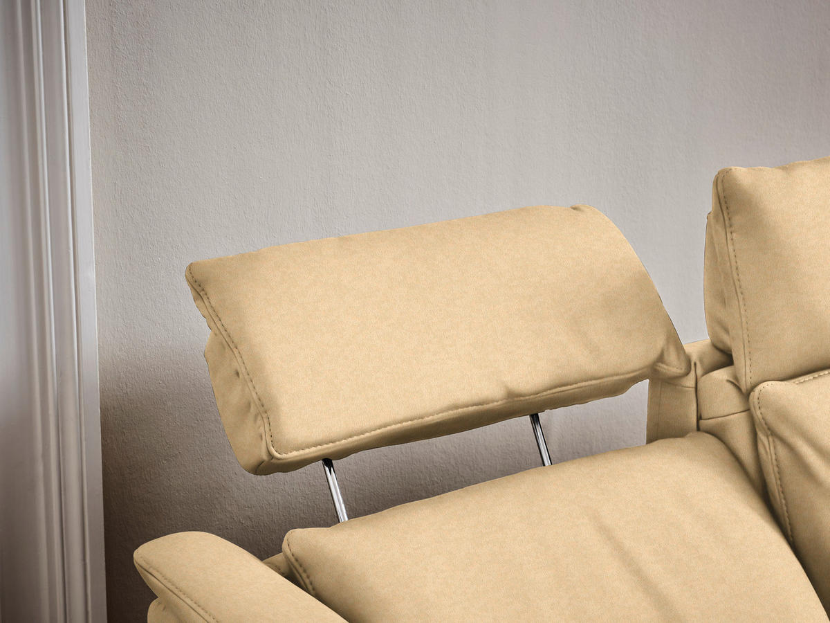 TRAPEZSOFA in Mikrofaser Beige  - Beige/Schwarz, KONVENTIONELL, Textil/Metall (221/103/95cm) - Dieter Knoll