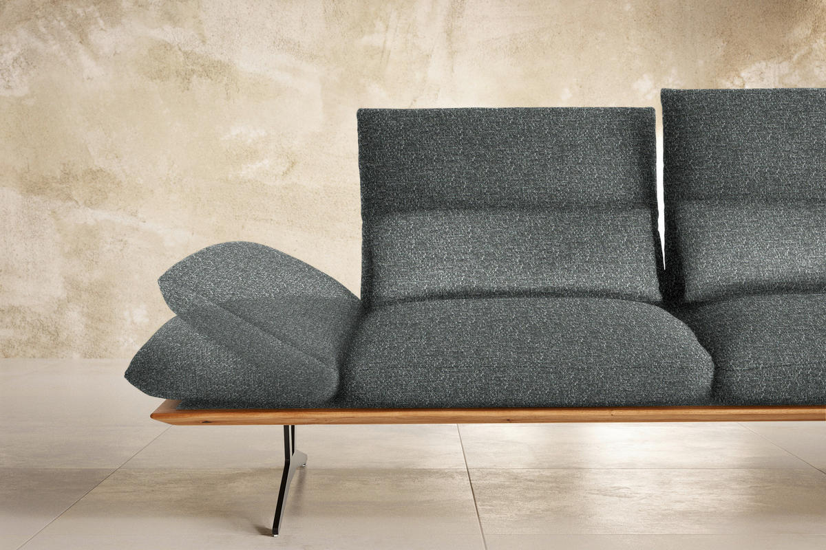 ECKSOFA in Flachgewebe Grau  - Schwarz/Grau, Design, Holz/Textil (314/159cm) - Dieter Knoll