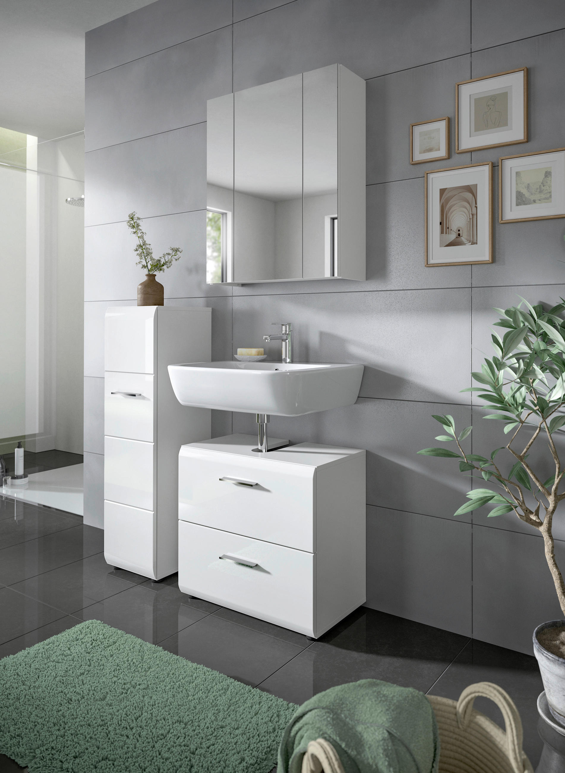 MIDISCHRANK 30/106/30 cm  - Weiss Hochglanz/Weiss, Modern, Holzwerkstoff/Kunststoff (30/106/30cm) - MID.YOU