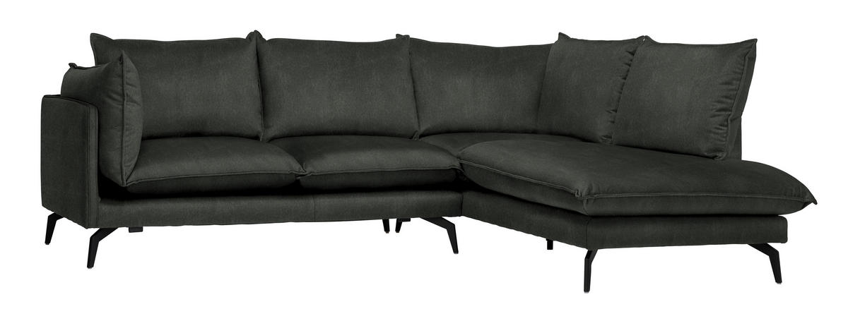 ECKSOFA in Samt Schwarz  241/200 cm  - Schwarz, Design, Textil/Metall (241/200cm) - Carryhome