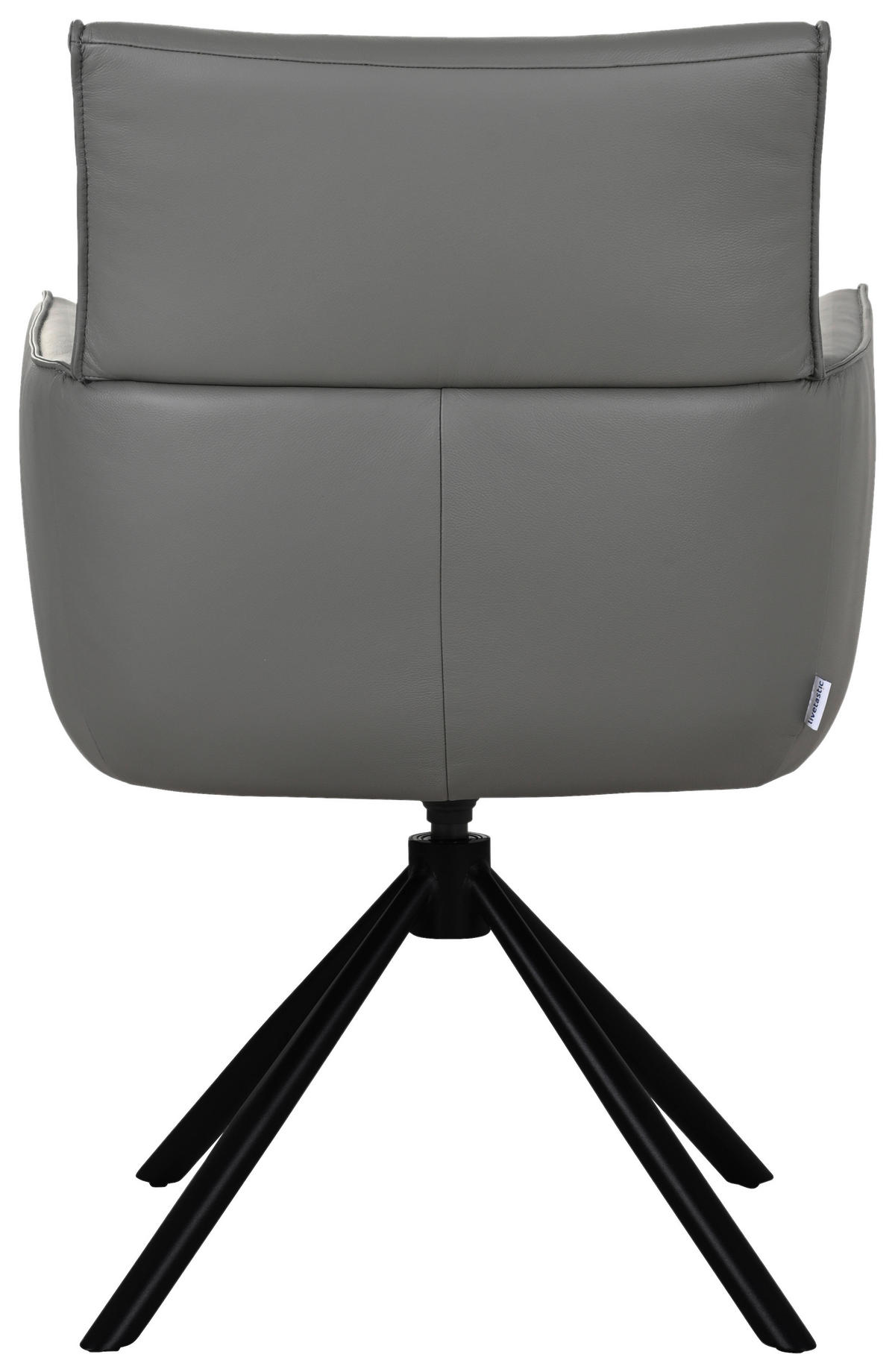 ARMLEHNSTUHL  Sitzfläche 360° drehbar, automatische Rückholfunktion  Echtleder  - Schwarz/Grau, MODERN, Leder/Metall (64/90,5/64,5cm) - Livetastic
