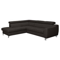 ECKSOFA in Lederlook Echtleder Dunkelbraun  - Chromfarben/Dunkelbraun, Design, Leder/Textil (208/245cm) - Livetastic