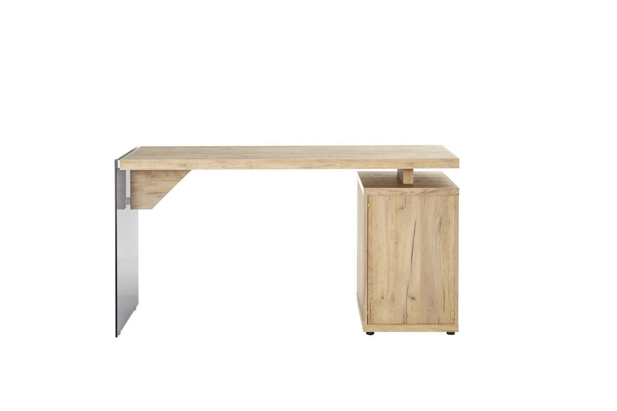 SCHREIBTISCH 141,8/74/55 cm  in Eichefarben  - Eichefarben/Transparent, Design, Glas/Holzwerkstoff (141,8/74/55cm)