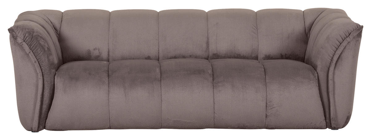 BIGSOFA in Plüsch Schlammfarben  - Schlammfarben/Schwarz, Konventionell, Kunststoff/Textil (220/67/106cm) - MID.YOU