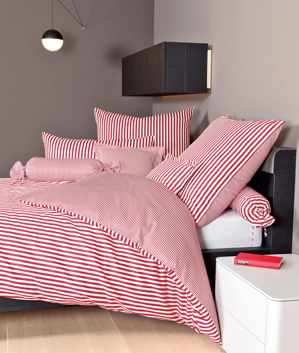 WENDEBETTWÄSCHE Giorgio Makosatin 200/220 cm  - Weiß/Dunkelrot, KONVENTIONELL, Textil (200/220cm) - Janine