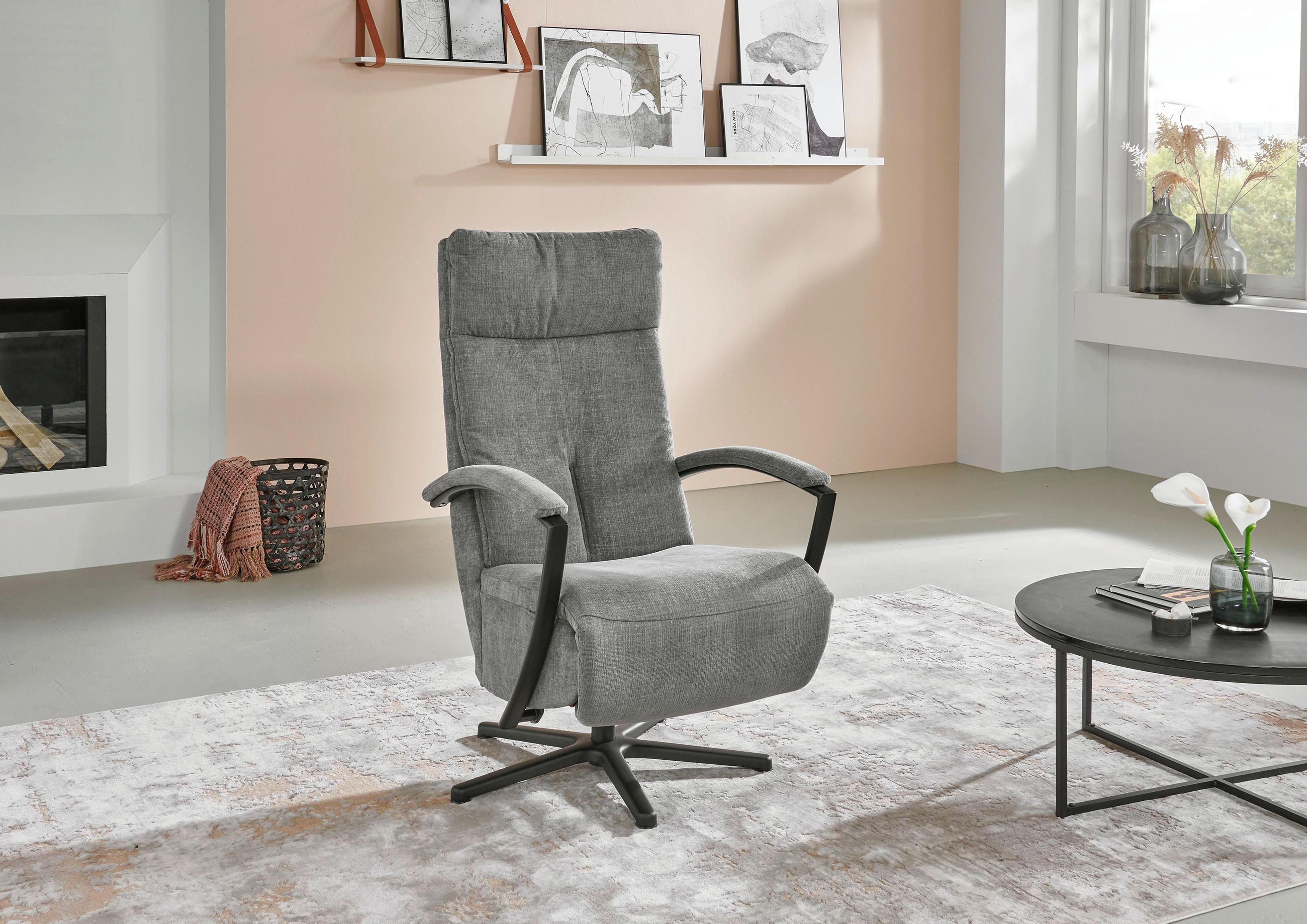 RELAXSESSEL in Textil Grau  - Schwarz/Grau, Design, Textil/Metall (76/110/83cm) - Beldomo Speed