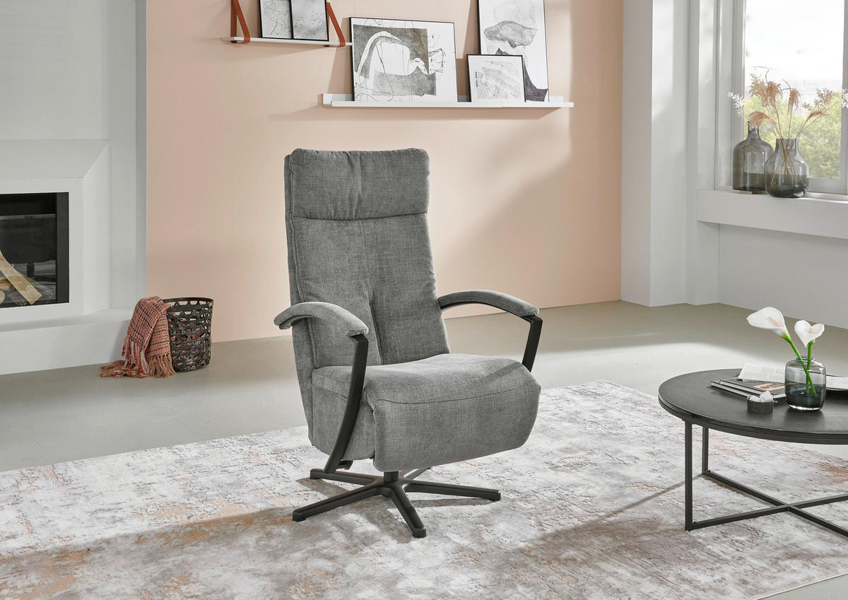 RELAXSESSEL in Textil Grau  - Schwarz/Grau, Design, Textil/Metall (76/110/83cm) - Beldomo Speed