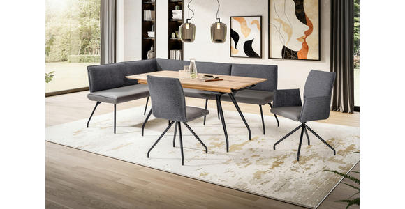 ECKBANK 165/225 cm in Anthrazit, Grau, Schwarz - Anthrazit/Schwarz, Design, Textil/Metall (165/225cm) - Moderano