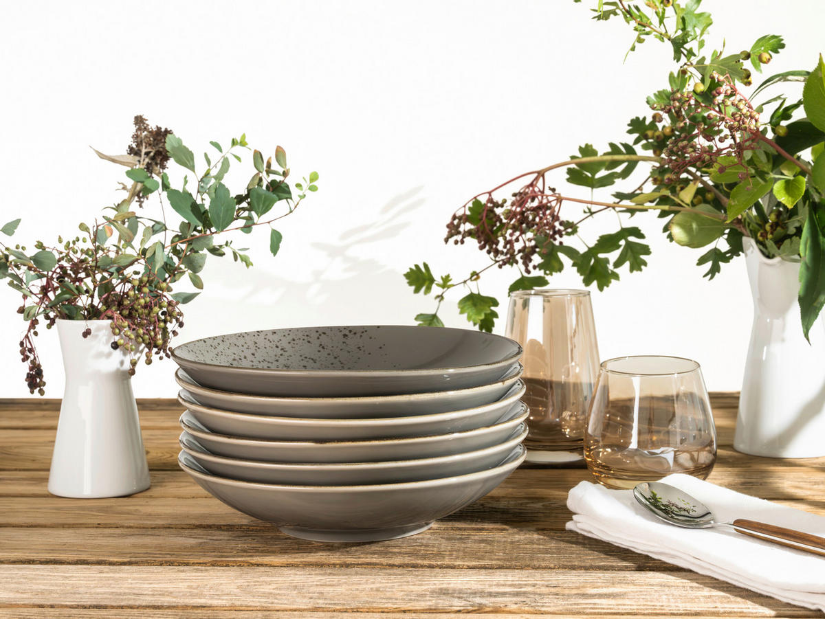 SUPPENTELLERSET 22 cm  - Grau, Trend, Keramik (22cm) - Creatable