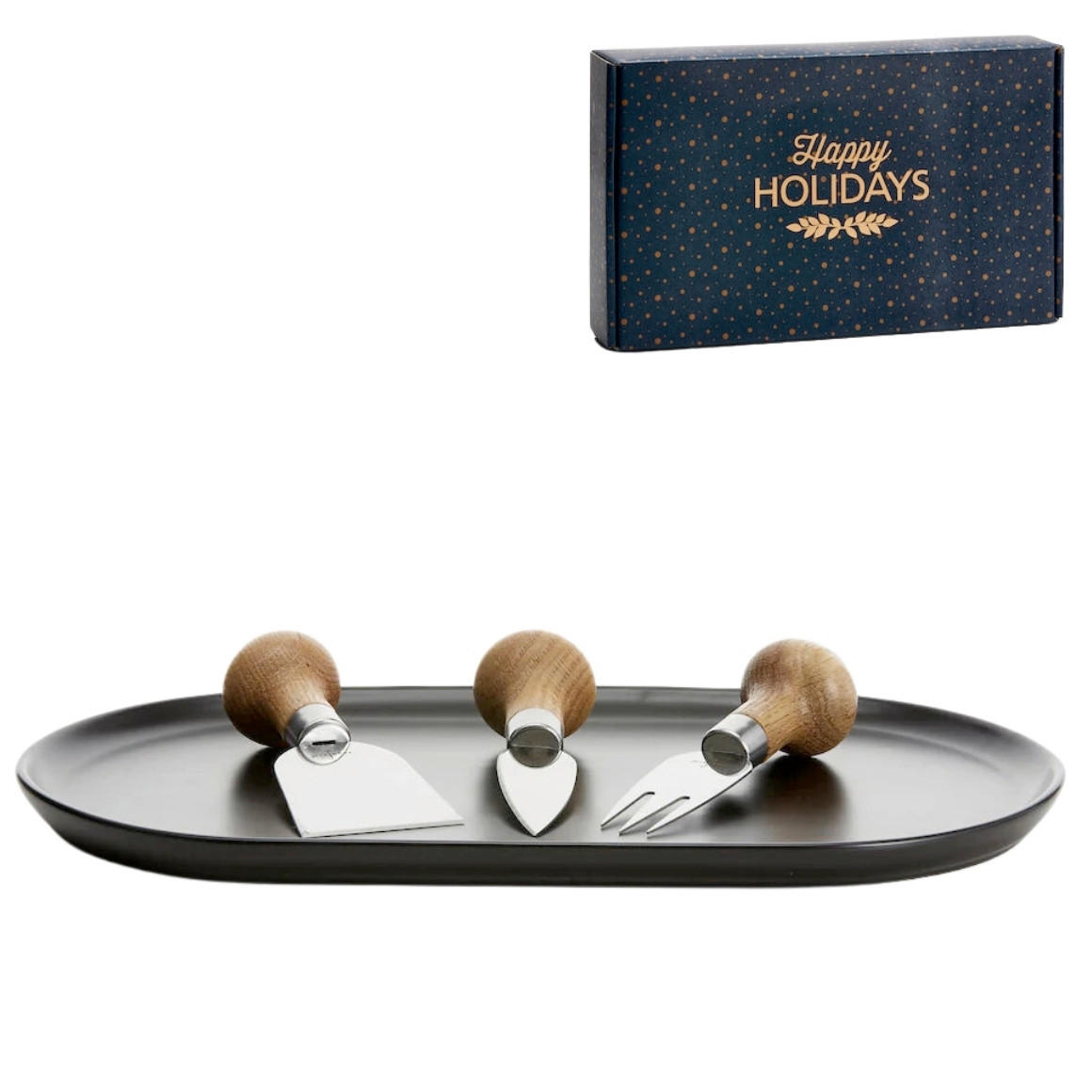 SET ZA REZANJE SIRA   34/20,5/6 cm                  - črna/rjava, Basics, kovina/les (34/20,5/6cm)