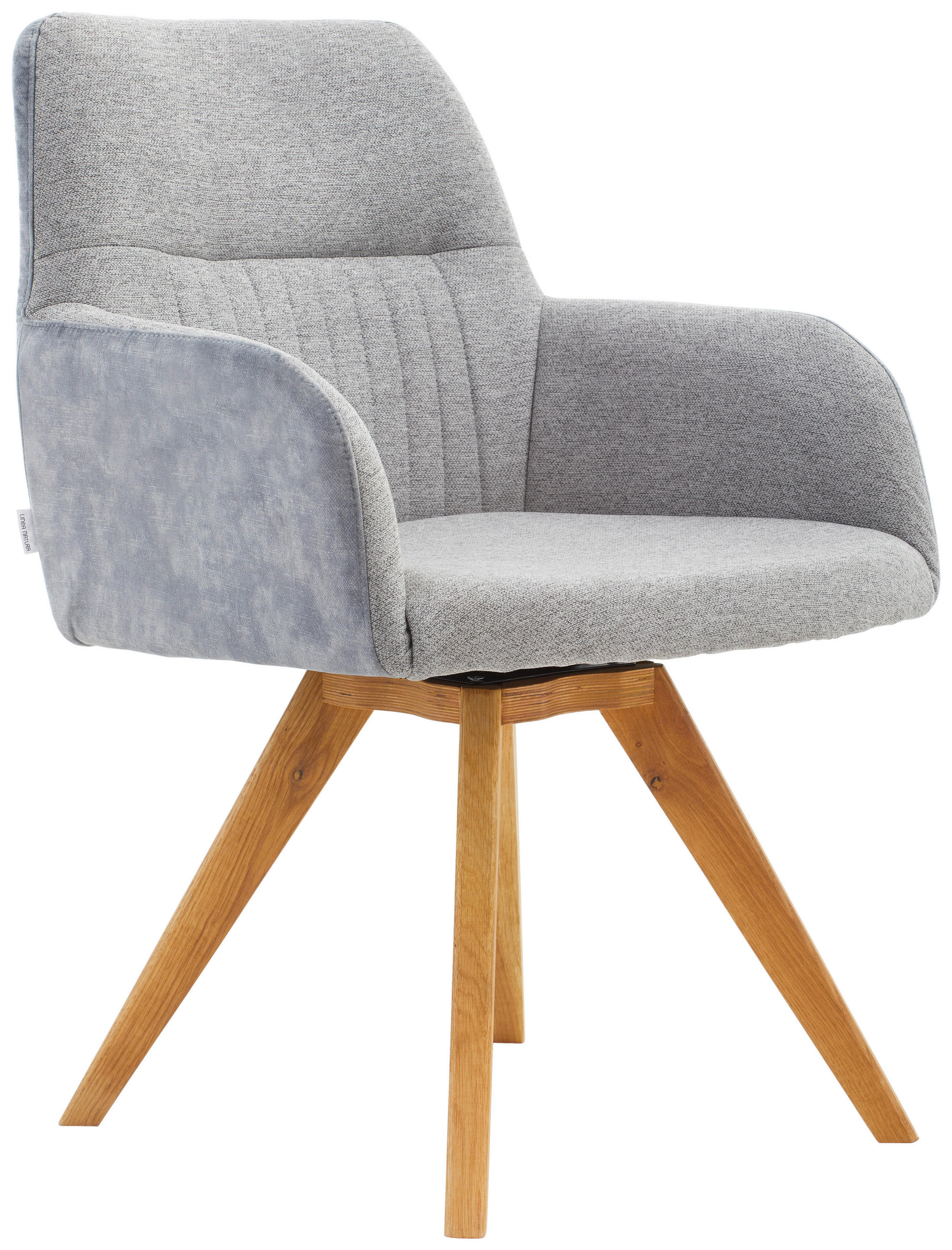 ARMLEHNSTUHL   Webstoff  - Eichefarben/Hellgrau, KONVENTIONELL, Holz/Textil (61/88/69cm) - Linea Natura