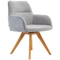 ARMLEHNSTUHL drehbar   Webstoff  - Eichefarben/Hellgrau, KONVENTIONELL, Holz/Textil (61/88/69cm) - Linea Natura