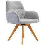 ARMLEHNSTUHL   Webstoff  - Eichefarben/Hellgrau, KONVENTIONELL, Holz/Textil (61/88/69cm) - Linea Natura