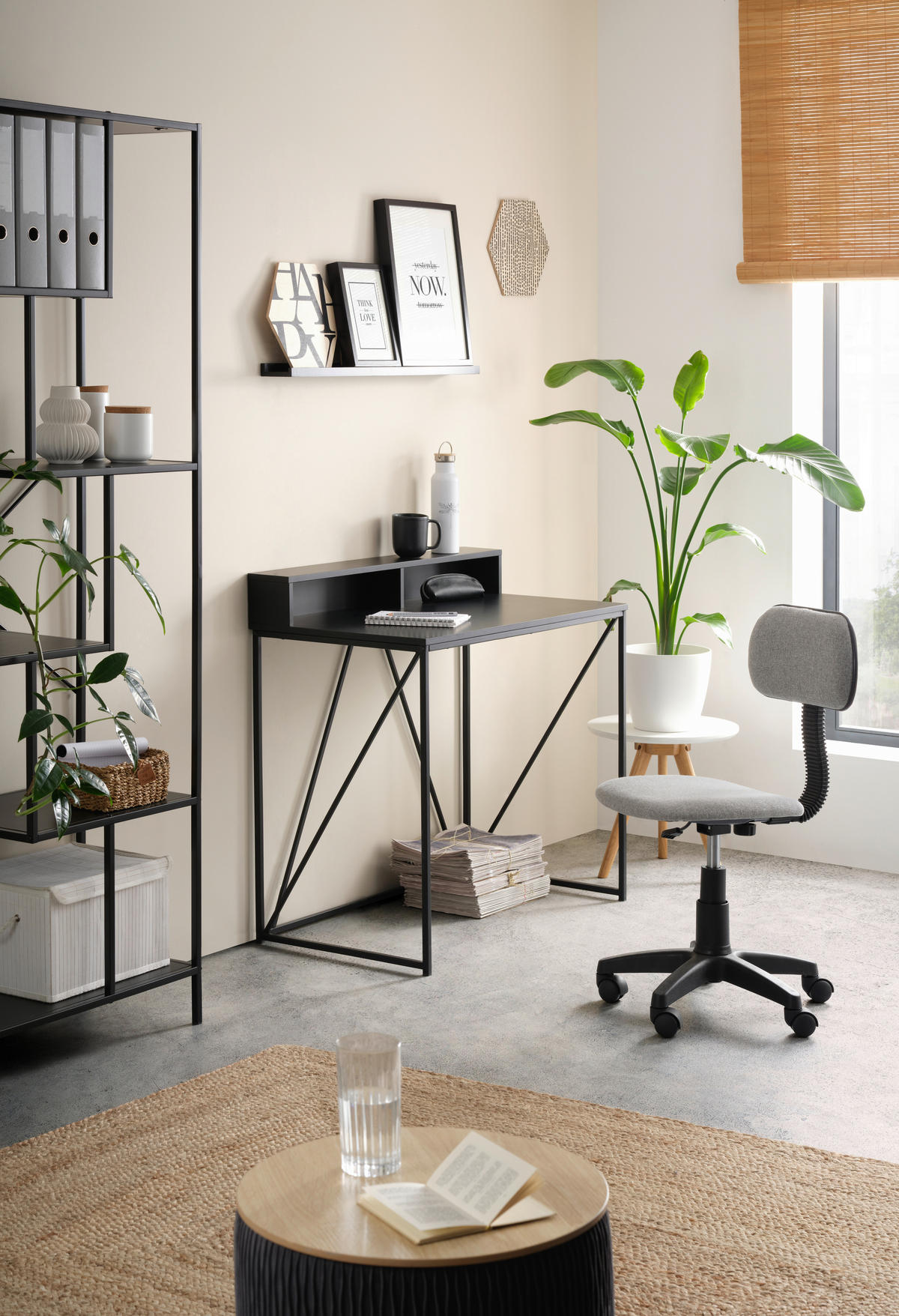 SKRIVBORD 91/50/87 cm  i svart  - svart, Modern, metall/trämaterial (91/50/87cm) - Best Price