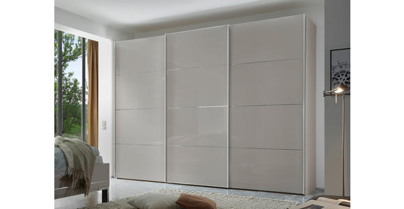 SCHWEBETÜRENSCHRANK  in Sandfarben  - Sandfarben/Chromfarben, Basics, Glas/Holzwerkstoff (280/222/68cm) - Moderano