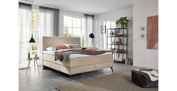 BOXSPRINGBETT 160/200 cm  in Beige  - Beige/Graphitfarben, Design, Textil/Metall (160/200cm) - Xora