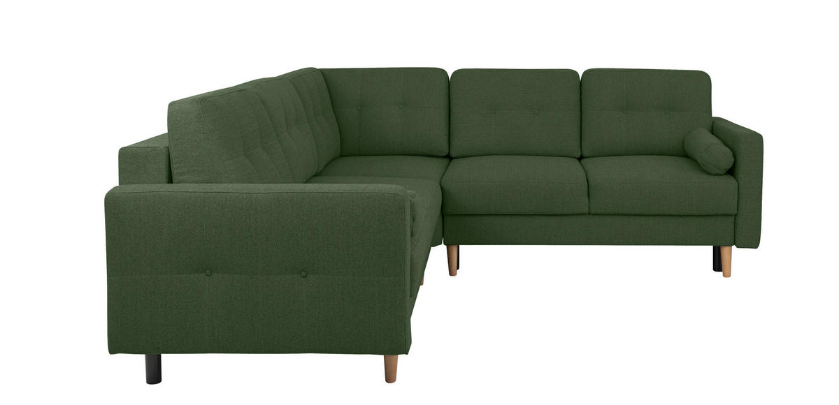 ECKSOFA in Grün  - Buchefarben/Grün, Design, Holz/Textil (242/242cm) - MID.YOU
