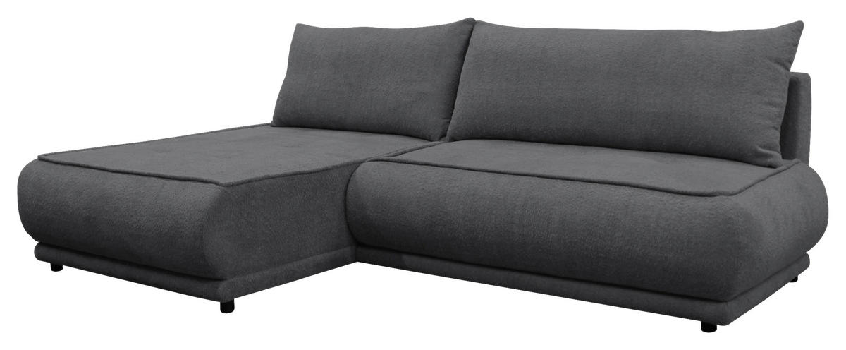 ECKSOFA PAROS Dunkelgrau Bouclé  - Dunkelgrau/Schwarz, Design, Kunststoff/Textil (179/277cm) - MID.YOU