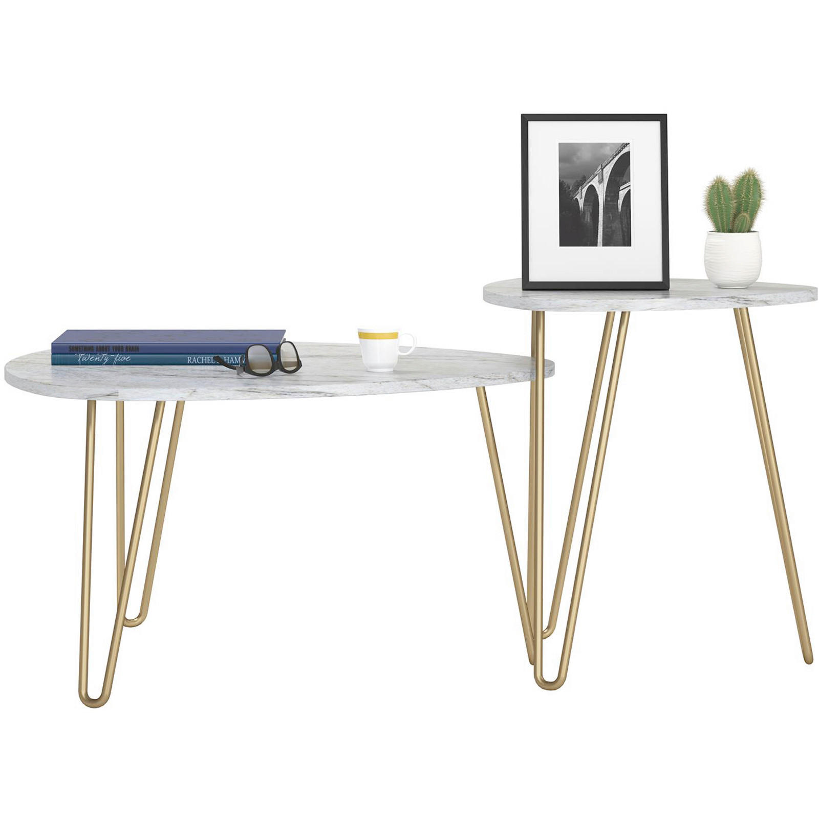 BEISTELLTISCH 82/82/57 cm Athena Weiß oval  - Goldfarben/Weiß, Design, Holzwerkstoff/Kunststoff (82/82/57cm) - MID.YOU
