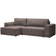 ECKSOFA in Plüsch Graubraun  - Graubraun/Blaugrau, Design, Kunststoff/Textil (152/288cm) - Xora