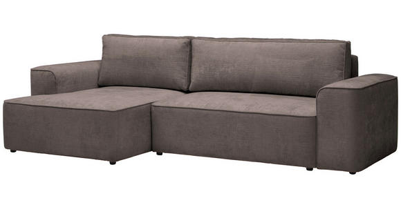 ECKSOFA in Plüsch Graubraun  - Graubraun/Blaugrau, Design, Kunststoff/Textil (152/288cm) - Xora