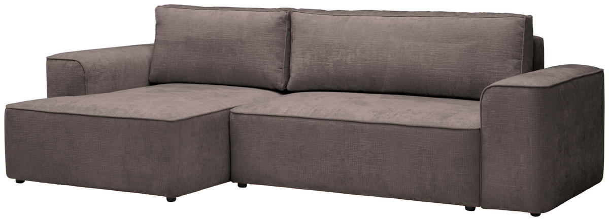 ECKSOFA in Plüsch Graubraun  - Graubraun/Blaugrau, Design, Kunststoff/Textil (152/288cm) - Xora