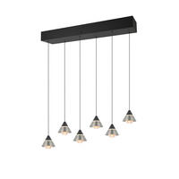 LED-HÄNGELEUCHTE Romeo 75/10/200 cm   - Transparent/Schwarz, Design, Kunststoff/Metall (75/10/200cm) - Trio Leuchten