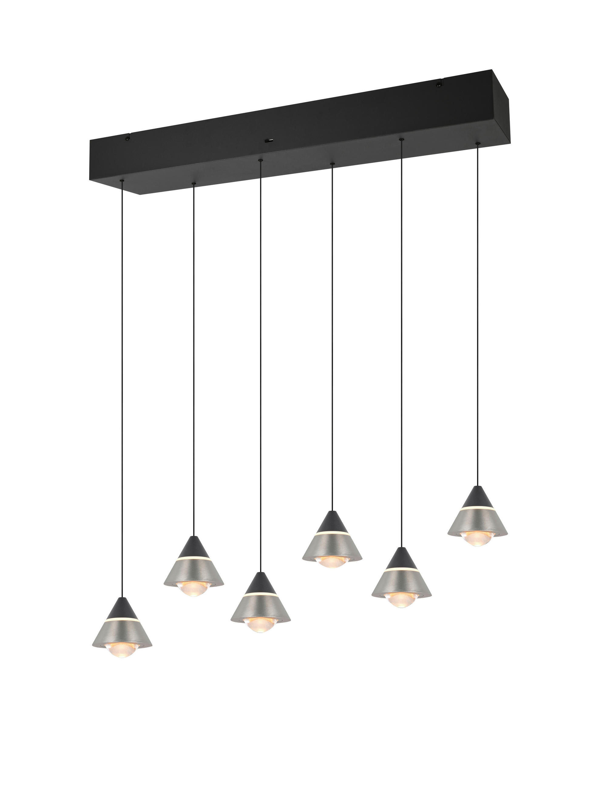 Trio Leuchten Led-Hängeleuchte Romeo Schwarz, Nickel, Transparent 10x200x75 cm