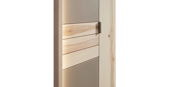 DREHTÜRENSCHRANK 198/214/62 cm,  in Schlammfarben, Buchefarben, 4-türig  - Schlammfarben/Buchefarben, Natur, Glas/Holz (198/214/62cm) - Valnatura