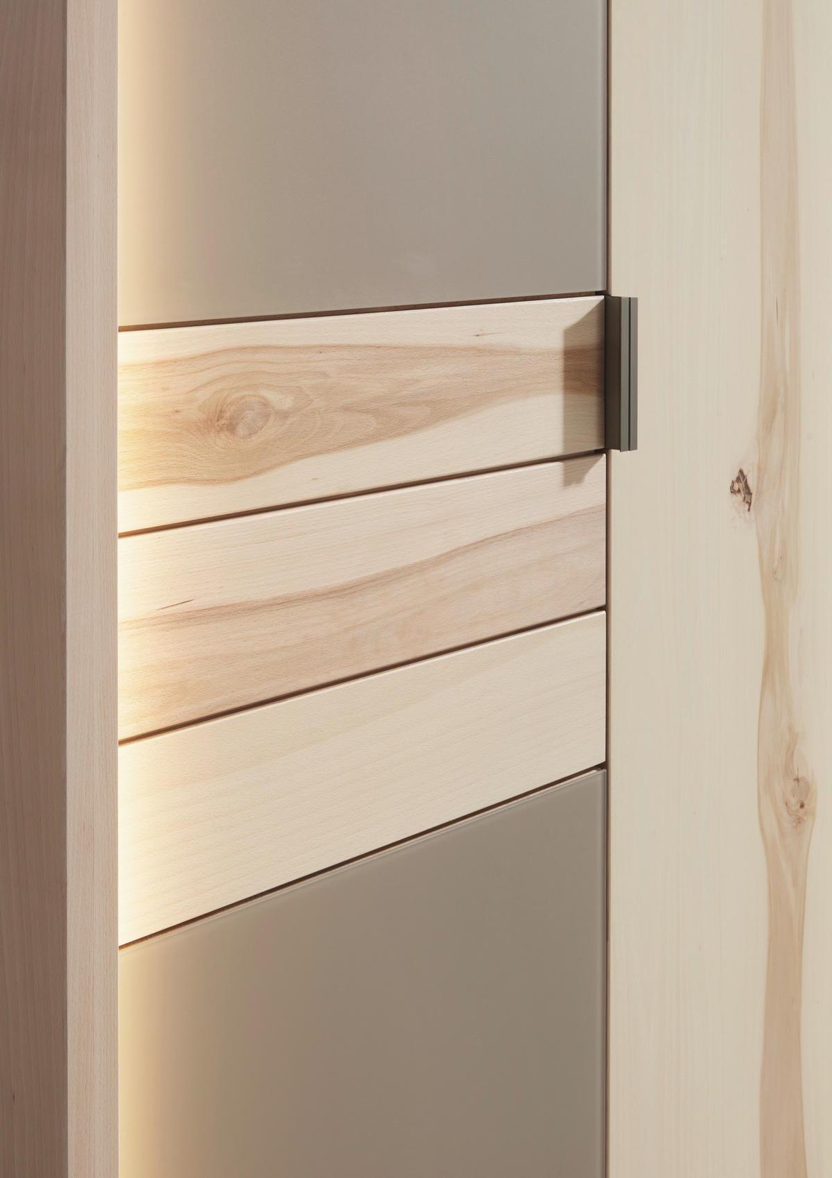 DREHTÜRENSCHRANK 198/214/62 cm 4-türig Schlammfarben, Buchefarben  - Schlammfarben/Buchefarben, Natur, Glas/Holz (198/214/62cm) - Valnatura