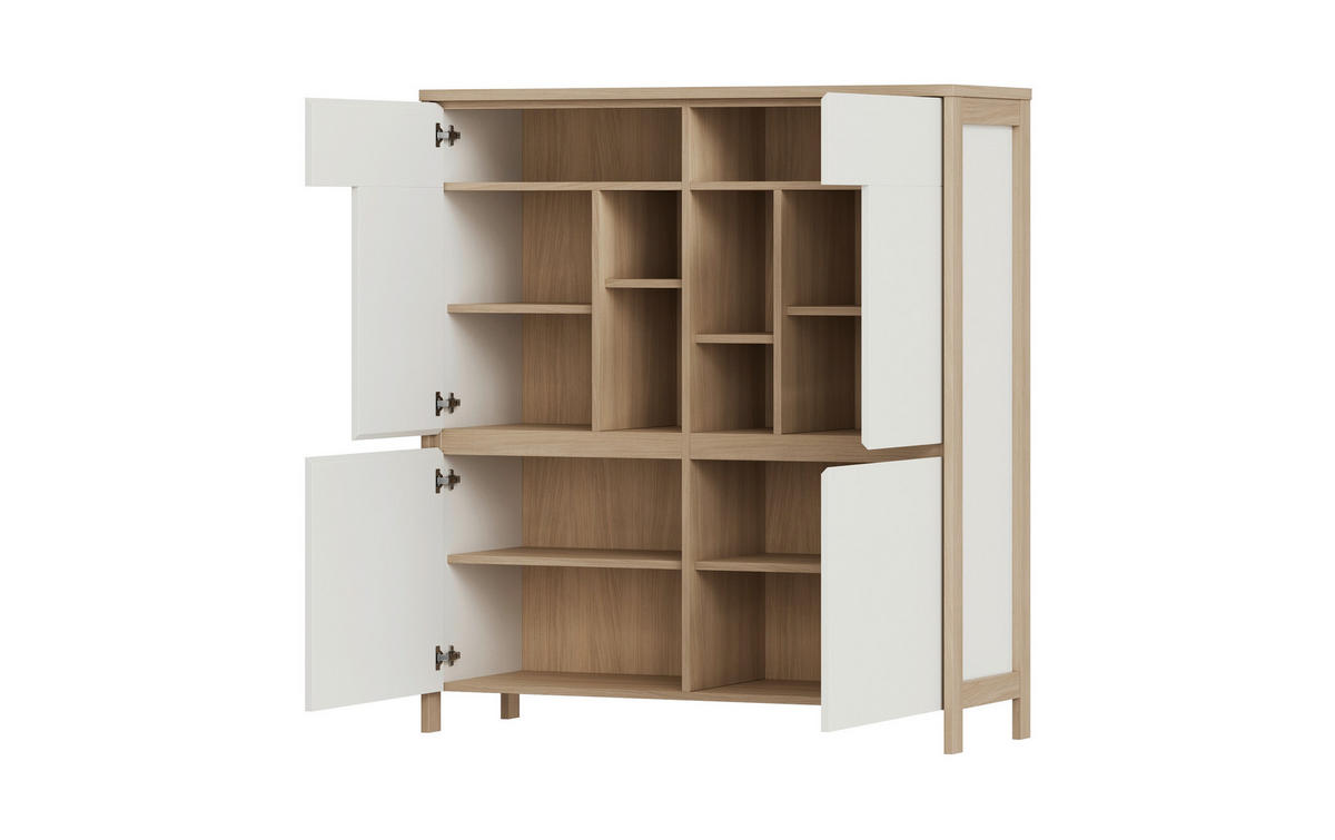 HIGHBOARD , 111/125/39 cm,  - Eichefarben/Weiß, Design, Holzwerkstoff (111/125/39cm) - MID.YOU