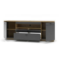 LOWBOARD  in 200/76/47 cm  - Graphitfarben/Schwarz, Design, Holzwerkstoff/Metall (200/76/47cm) - MID.YOU