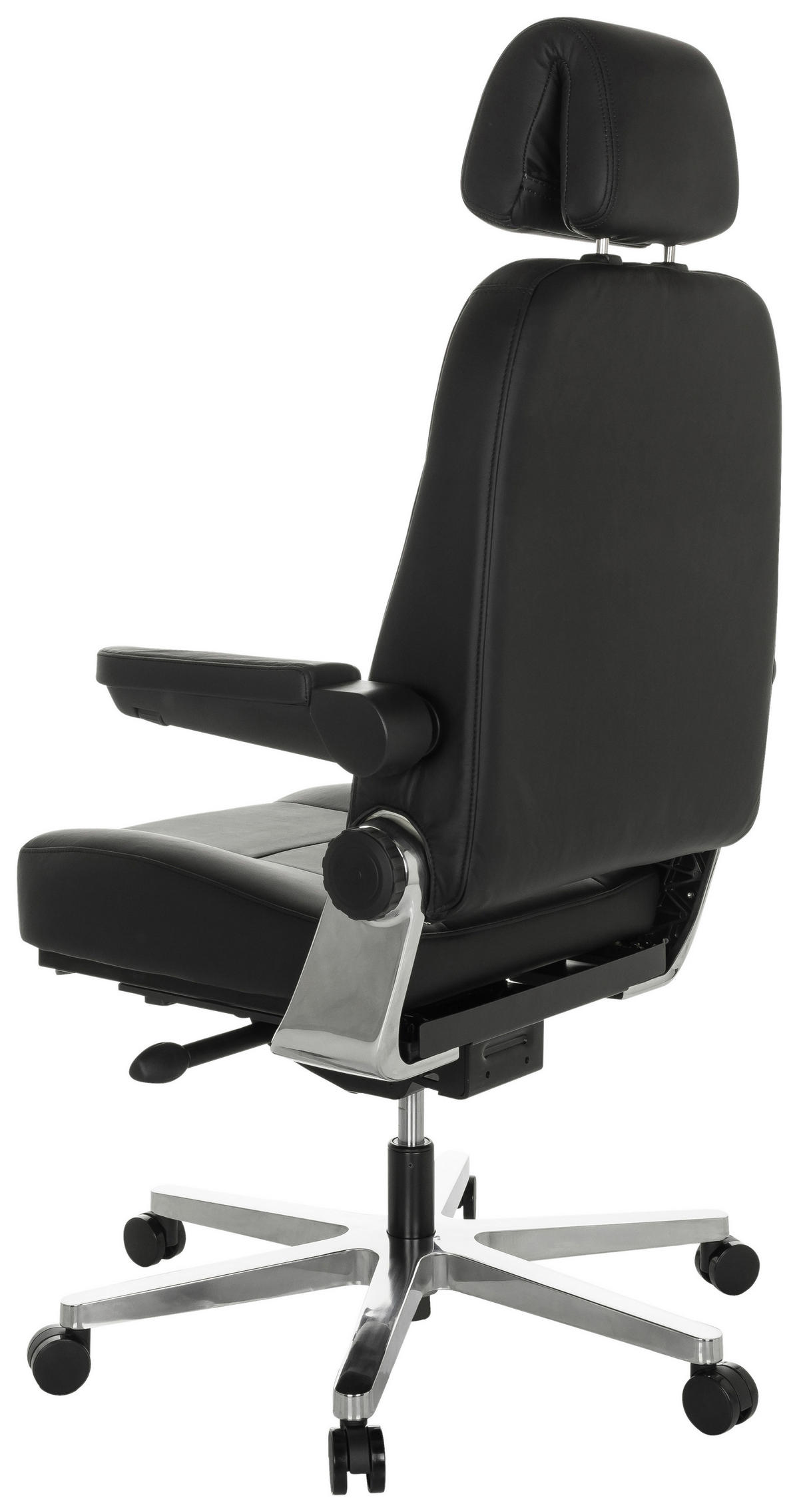 CHEFSESSEL  in Schwarz  - Silberfarben/Schwarz, Basics, Leder/Metall (70/123-133/63cm) - MID.YOU