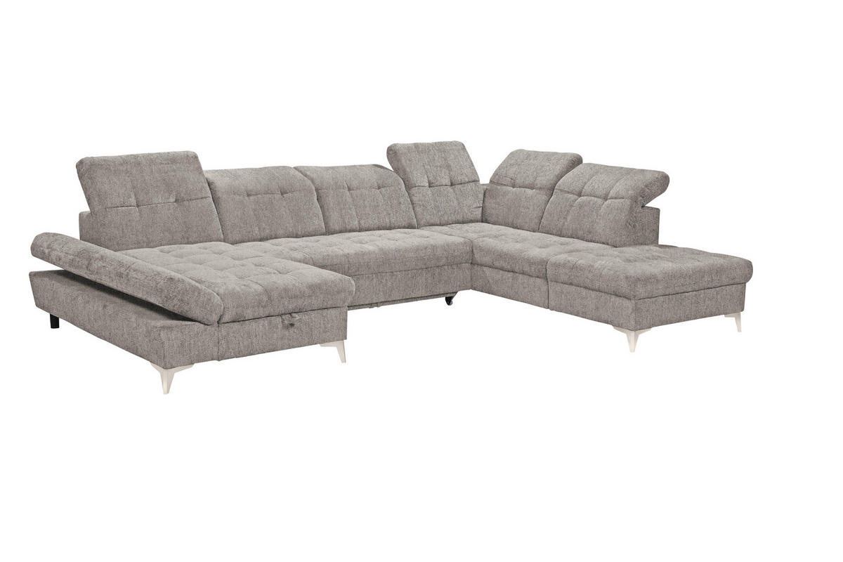 WOHNLANDSCHAFT MERCY Taupe Mikrovelours  - Taupe/Kaschmir, MODERN, Kunststoff/Textil (169/348/245cm) - MID.YOU