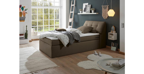 BOXSPRINGBETT 120/200 cm in Dunkelbraun - Dunkelbraun/Silberfarben, Design, Kunststoff/Textil (120/200cm) - Esposa
