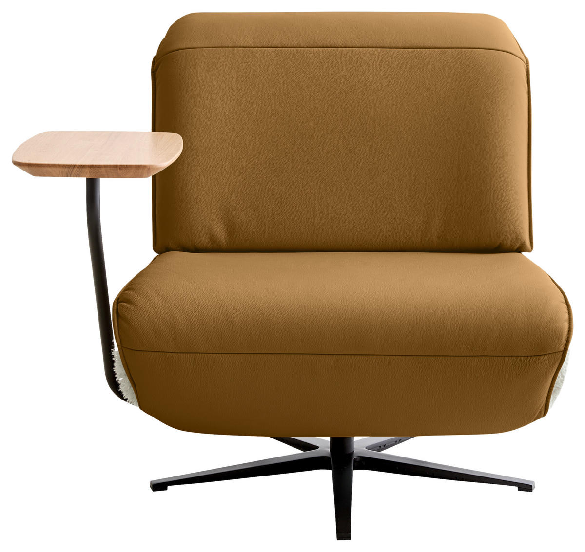 SESSEL in Hochflor Echtleder Beige, Bernsteinfarben  - Beige/Bernsteinfarben, Design, Leder/Textil (84/65/91cm) - Koinor