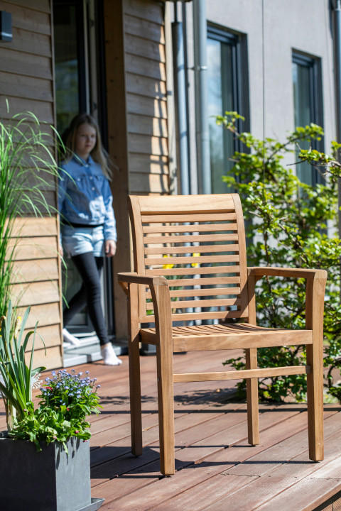 Thumbnail - Gardenson Gartensessel, Holz, Teakholz, 63x92x52 cm, stapelbar, geeignet für Balkon, Gartenmöbel, Gartenstühle, Gartenst...