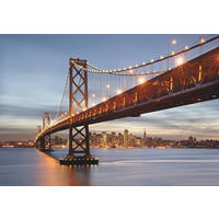 FOTOTAPETE Bay Bridge  - Blau/Rostfarben, LIFESTYLE, Papier (368/254cm) - Komar