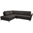 ECKSOFA in Chenille Graubraun  - Graubraun/Schwarz, Natur, Textil/Metall (233/288cm) - Valnatura