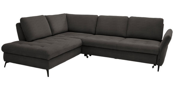 ECKSOFA in Chenille Graubraun  - Graubraun/Schwarz, Natur, Textil/Metall (233/288cm) - Valnatura