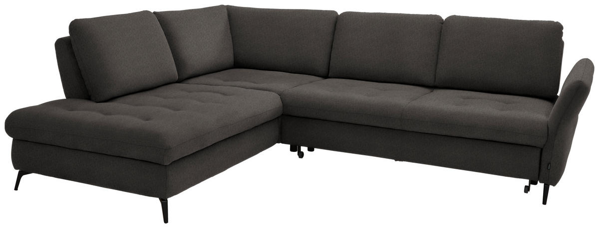 ECKSOFA Graubraun Chenille  - Graubraun/Schwarz, Natur, Textil/Metall (233/288cm) - Valnatura