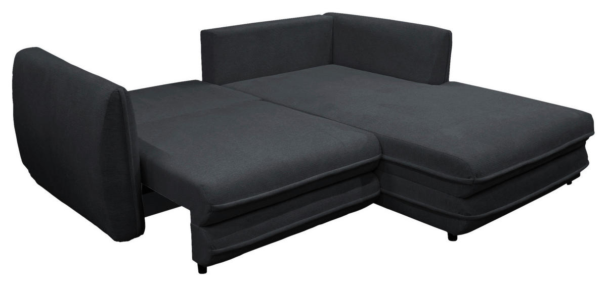 ECKSOFA Schwarz Struktur  - Schwarz, Design, Kunststoff/Textil (240/201cm) - MID.YOU