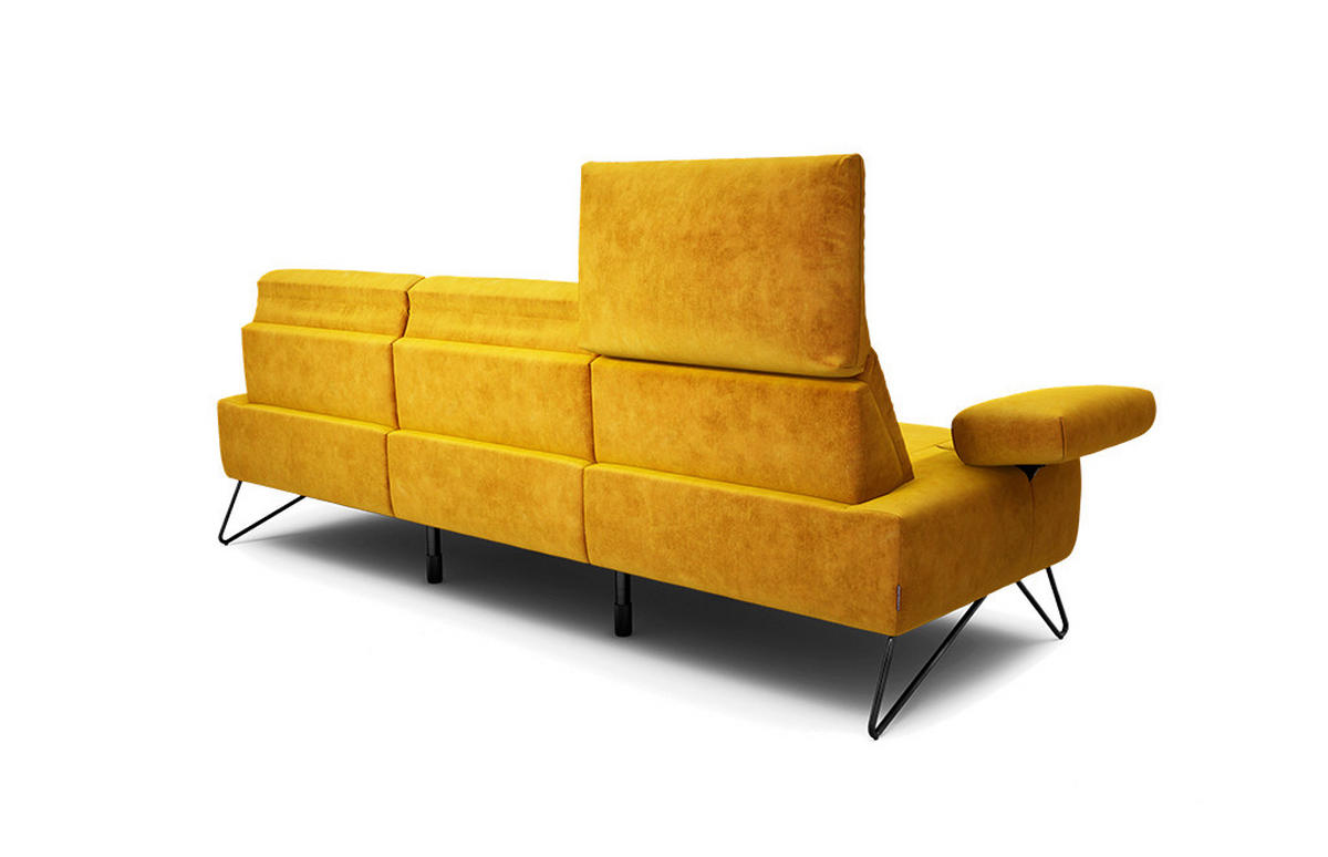 3-SITZER-SOFA Samt Gelb  - Gelb/Schwarz, Design, Textil/Metall (234-264/85/86-94cm) - SENSOO