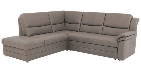 ECKSOFA Grau Mikrofaser - Beige/Alufarben, KONVENTIONELL, Textil/Metall (219/239cm) - Carryhome
