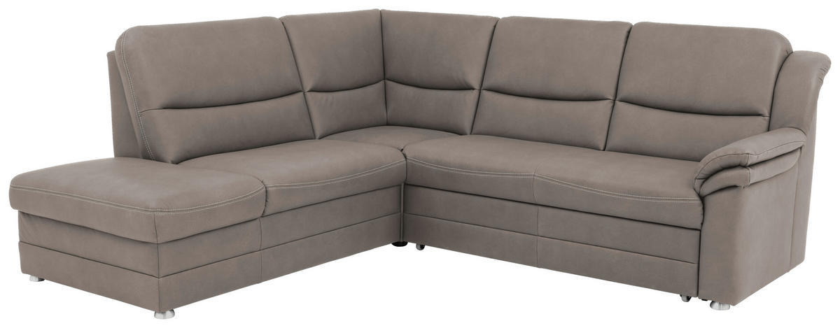 ECKSOFA in Mikrofaser Grau  - Beige/Alufarben, Konventionell, Textil/Metall (219/239cm) - Carryhome