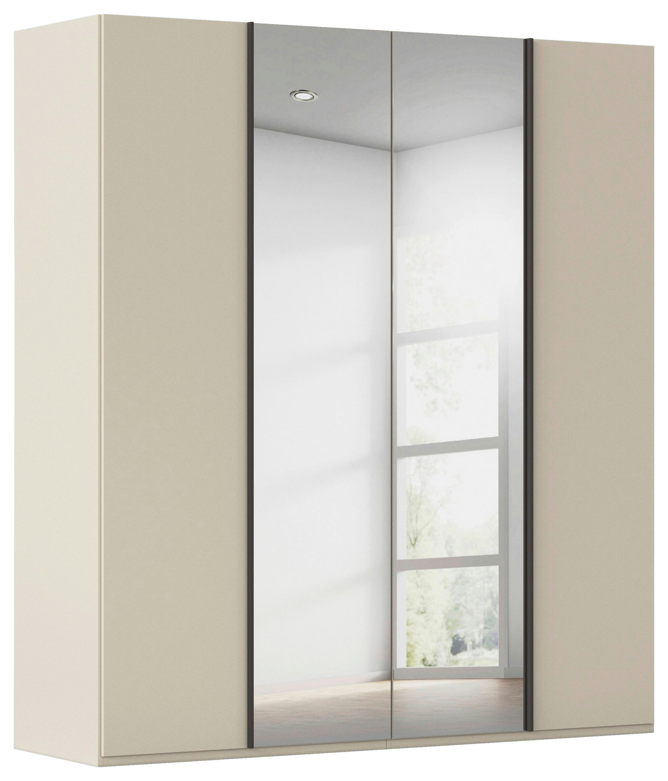 DREHTÜRENSCHRANK 201/223/61 cm,  in Champagner, 4-türig  - Champagner/Graphitfarben, Basics, Glas/Holzwerkstoff (201/223/61cm) - Novel