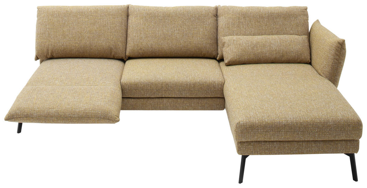ECKSOFA Gelb Flachgewebe  - Gelb/Schwarz, Design, Textil/Metall (277/175cm) - Schöner Wohnen