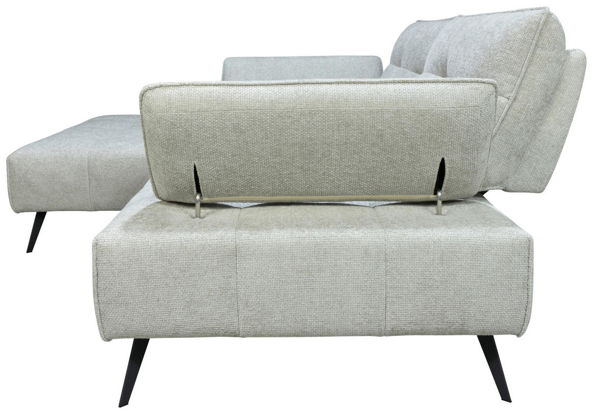 ECKSOFA Ottomane links  Greige Chenille  - Greige/Schwarz, Design, Textil/Metall (188/284cm) - Stylife